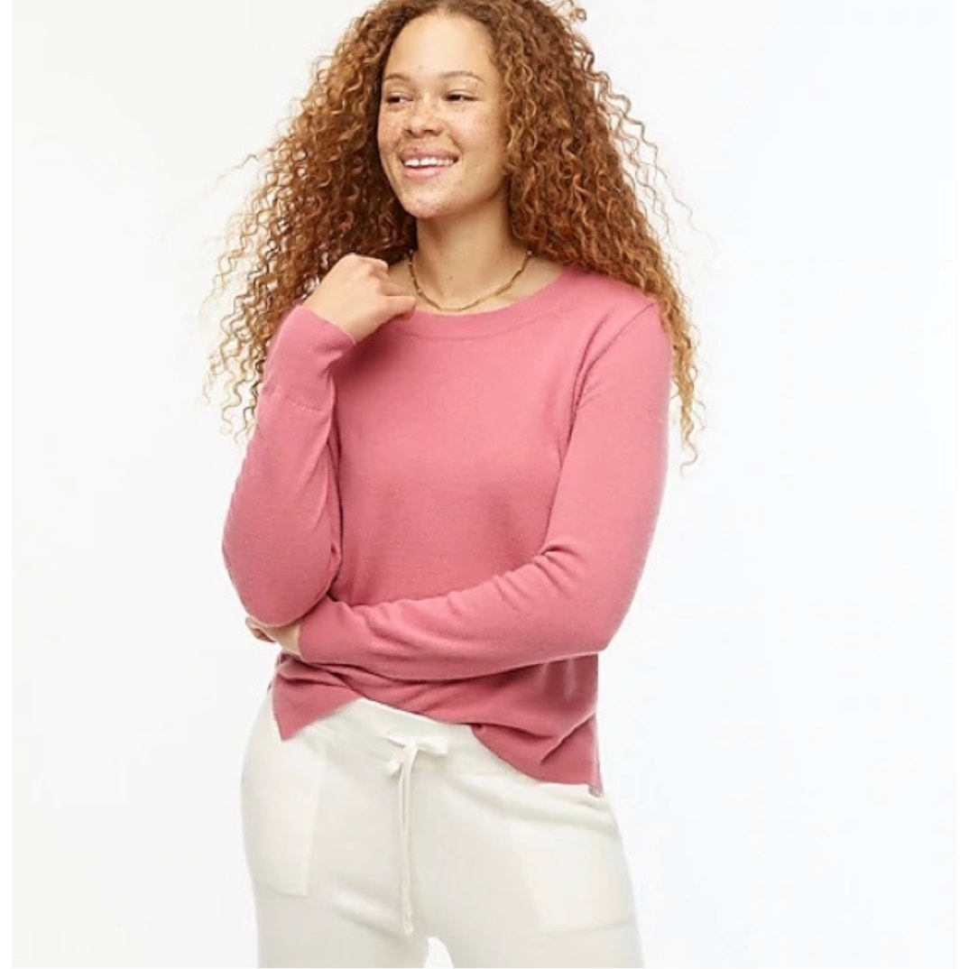 J. Crew Cashmere Slim-Fit Crewneck Sweater Dusty Rose Pink {Gg4}